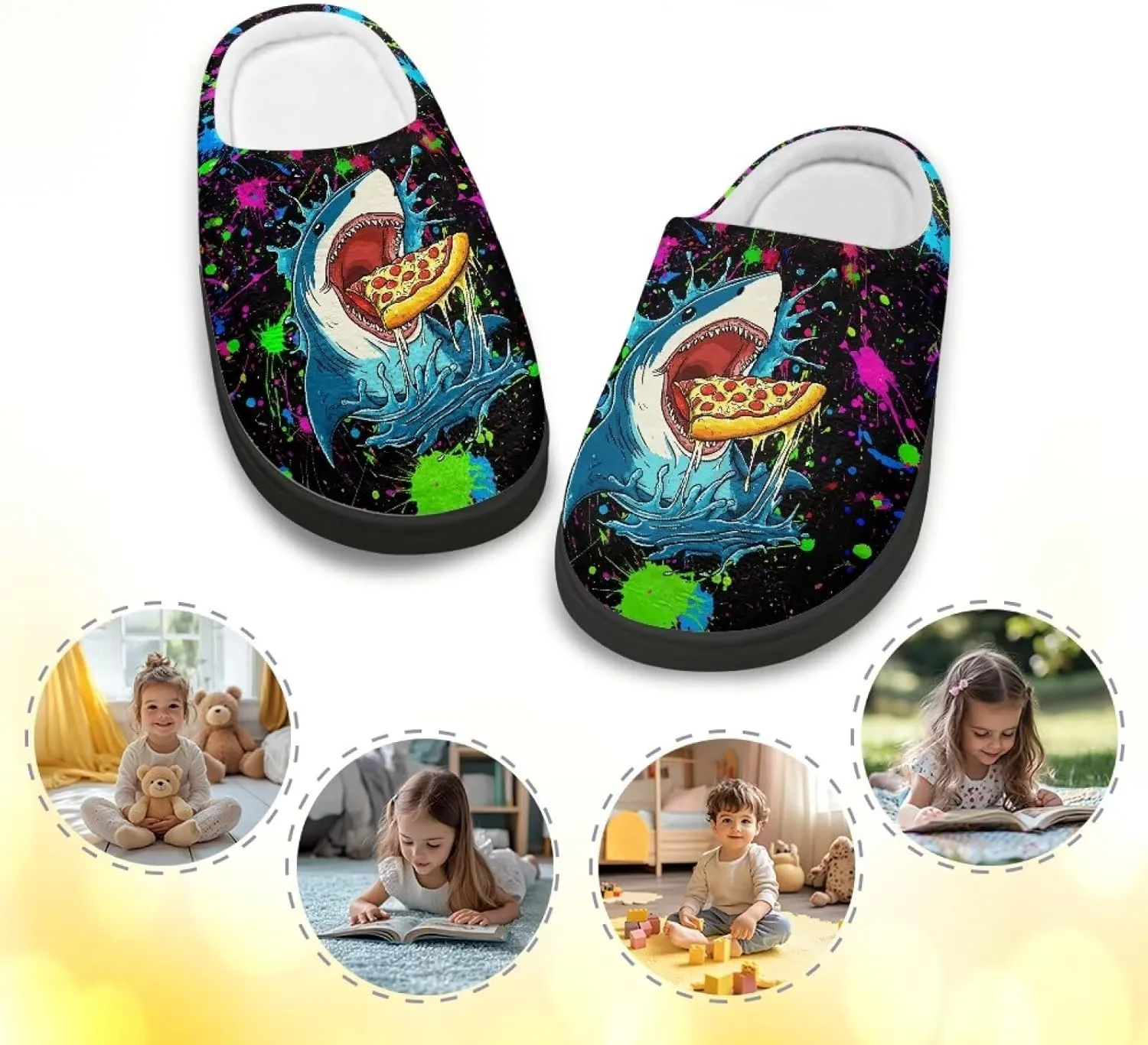 Lotusorchid Kid Bedroom Slipper Memory Foam House Slipper for Girls, Non Slip House Shoes for Boys Warm Cozy Sleep Slipper Home Slipper Indoor Outdoor