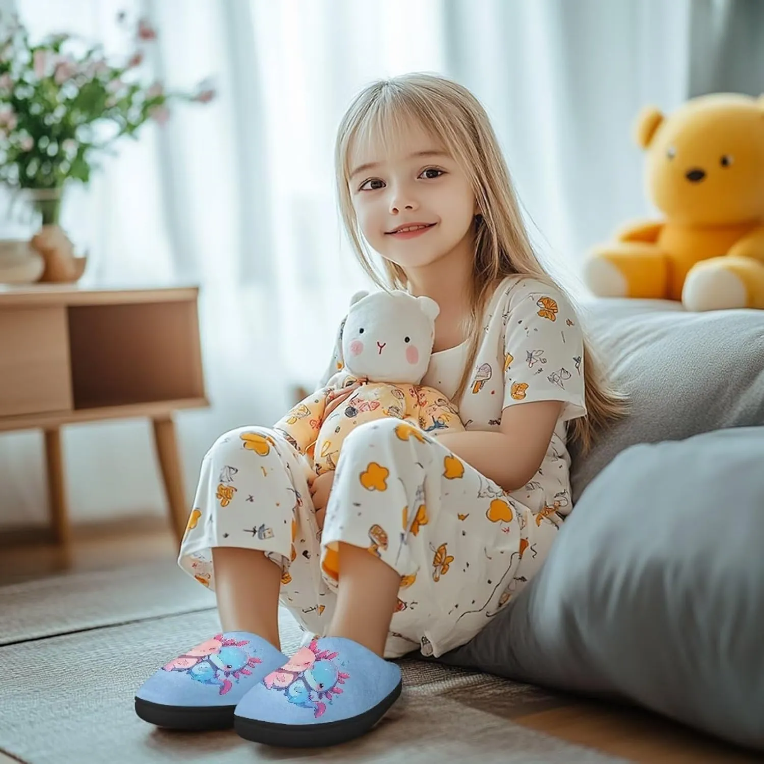 Lotusorchid Kids Slipper for Girls, Boys House Slipper Bedroom Slipper Warm Memory Foam Sleep Slipper Cozy Soft Winter Slipper