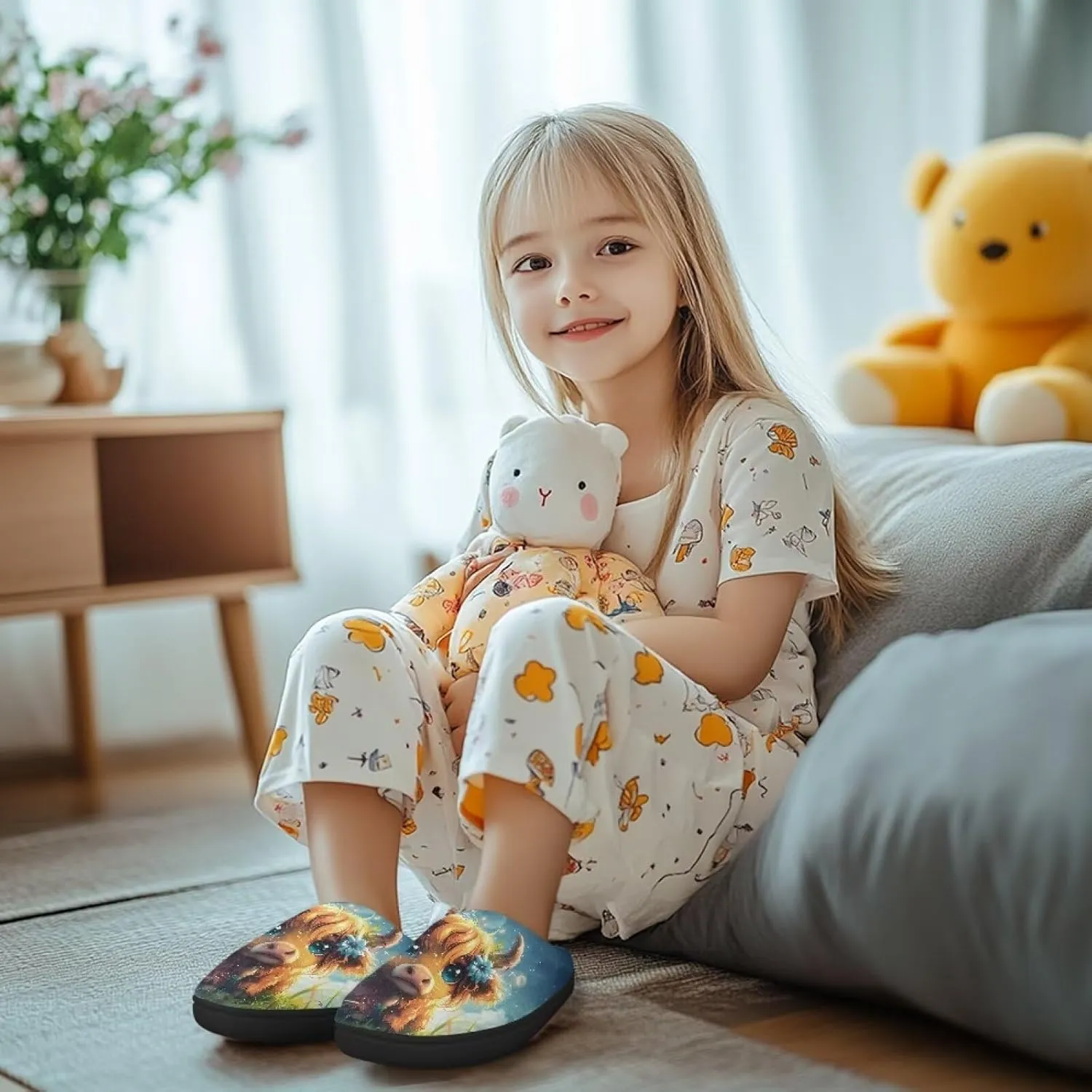 Lotusorchid Kids Slipper for Girls, Boys House Slipper Bedroom Slipper Warm Memory Foam Sleep Slipper Cozy Soft Winter Slipper