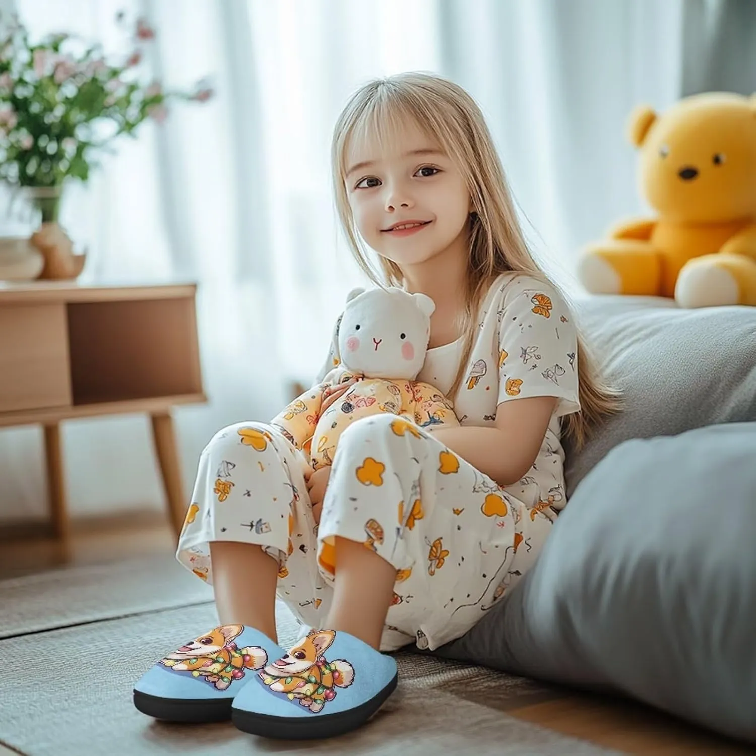 Lotusorchid Slippers for Kids, Soft Cushion House Slipper for Girls, Cozy Closed Toe Bedroom Slipper for Boys, Fuzzy Sleep Slippers