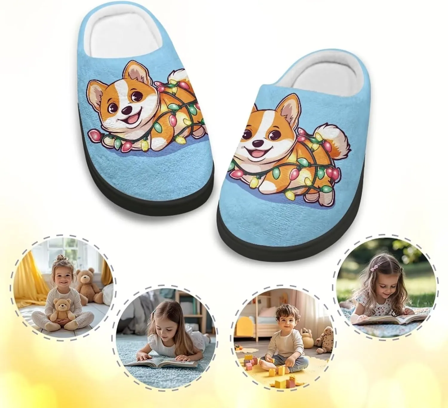 Lotusorchid Slippers for Kids, Soft Cushion House Slipper for Girls, Cozy Closed Toe Bedroom Slipper for Boys, Fuzzy Sleep Slippers