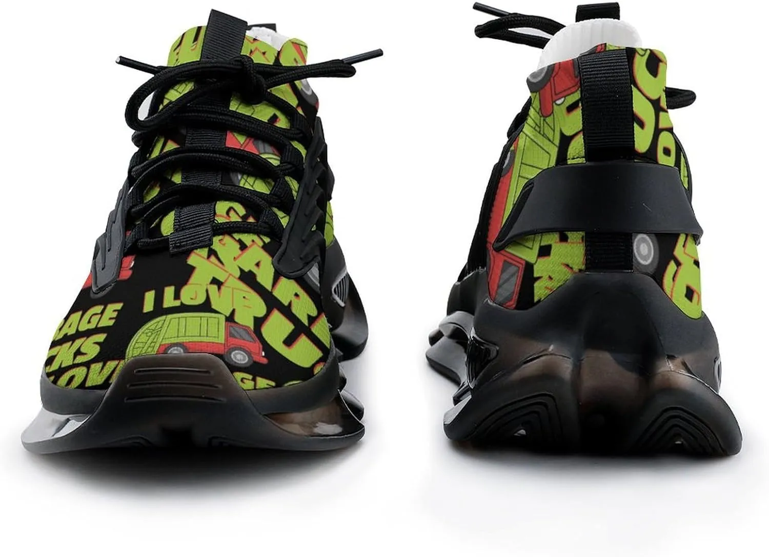 Love Garbage Truck Mens Running Shoes Breathable Sneakers Non-Slip Sports Walking Shoe