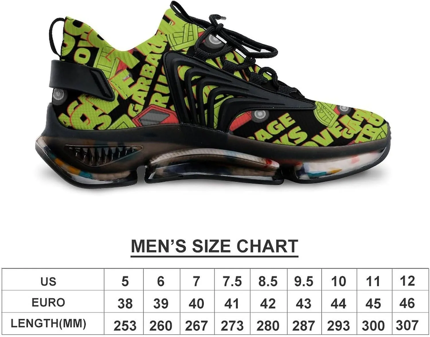 Love Garbage Truck Mens Running Shoes Breathable Sneakers Non-Slip Sports Walking Shoe