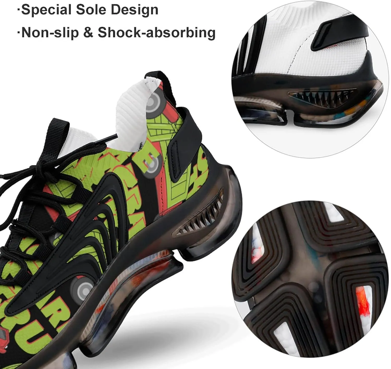 Love Garbage Truck Mens Running Shoes Breathable Sneakers Non-Slip Sports Walking Shoe