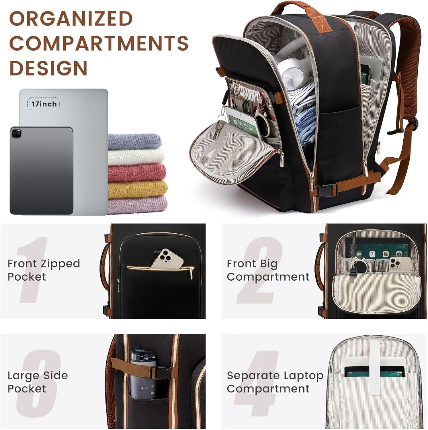LOVEVOOK Luggage Sets for Women, 5 Piece Softside Carry-on Luggage Set, Lightweight Spinner Suitcases with Wheels with TSA Lock, Water-Resistant Large Capacity Suitcase Set for Travel
