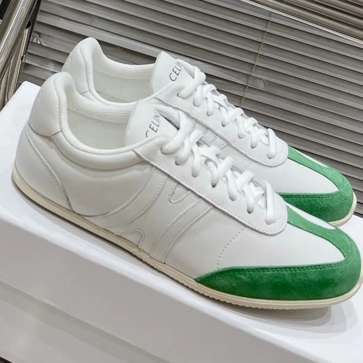 LOW WHITE OPTIC Celine GREEN SNEAKER CALFSKIN IN LACE-UP Well-loved Fast response