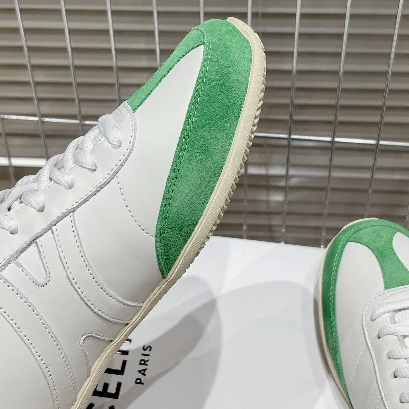 LOW WHITE OPTIC Celine GREEN SNEAKER CALFSKIN IN LACE-UP Well-loved Fast response