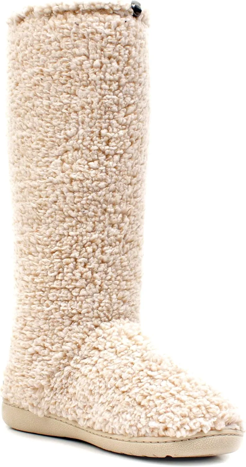 Luckers Women’s Two-Toned Tall Fluffy Slipper Boot