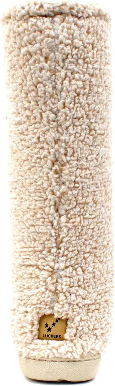 Luckers Women’s Two-Toned Tall Fluffy Slipper Boot