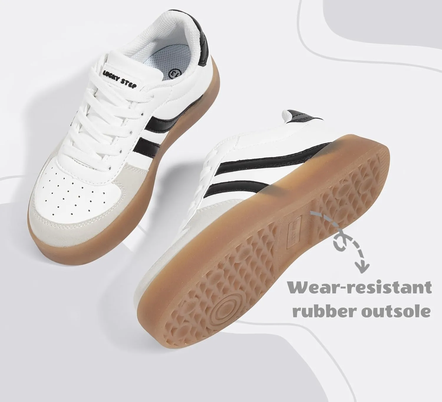 LUCKY STEP Unisex-Child Kid's Sneakers Lace Up School Fashion Platform Breathable Tennis Athletic Running Walking Shoes for Boys Girls