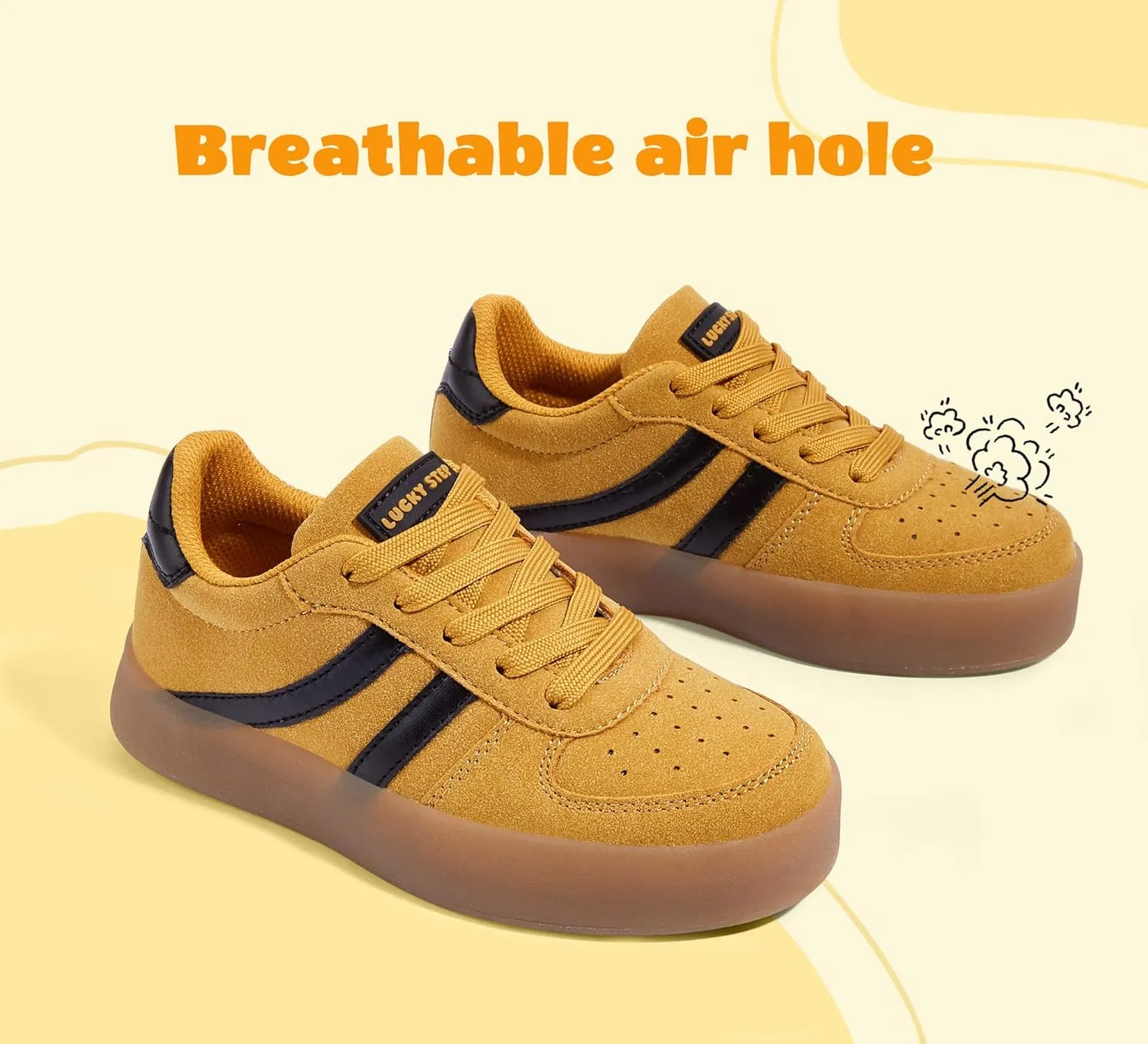 LUCKY STEP Unisex-Child Kid's Sneakers Lace Up School Fashion Platform Breathable Tennis Athletic Running Walking Shoes for Boys Girls