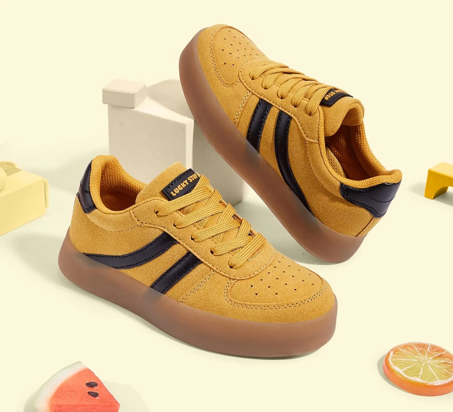 LUCKY STEP Unisex-Child Kid's Sneakers Lace Up School Fashion Platform Breathable Tennis Athletic Running Walking Shoes for Boys Girls