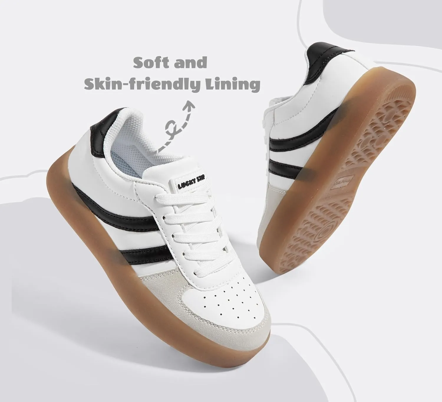 LUCKY STEP Unisex-Child Kid's Sneakers Lace Up School Fashion Platform Breathable Tennis Athletic Running Walking Shoes for Boys Girls