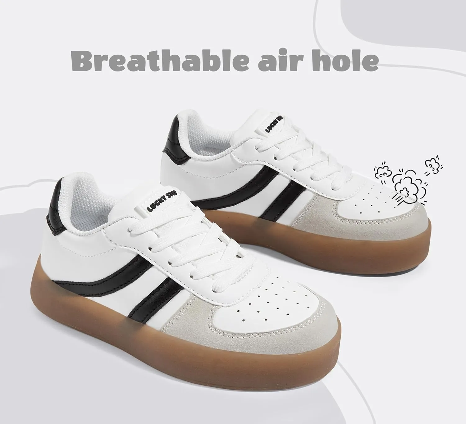 LUCKY STEP Unisex-Child Kid's Sneakers Lace Up School Fashion Platform Breathable Tennis Athletic Running Walking Shoes for Boys Girls