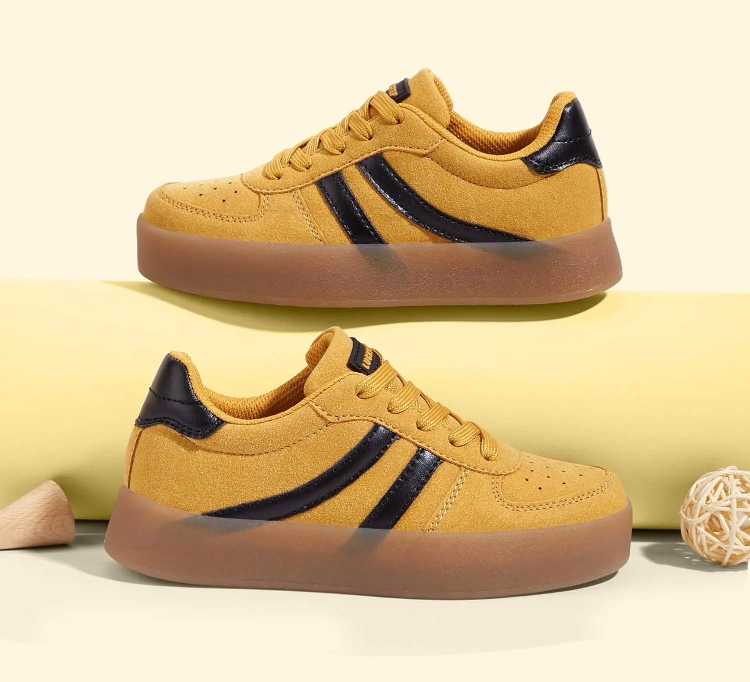 LUCKY STEP Unisex-Child Kid's Sneakers Lace Up School Fashion Platform Breathable Tennis Athletic Running Walking Shoes for Boys Girls