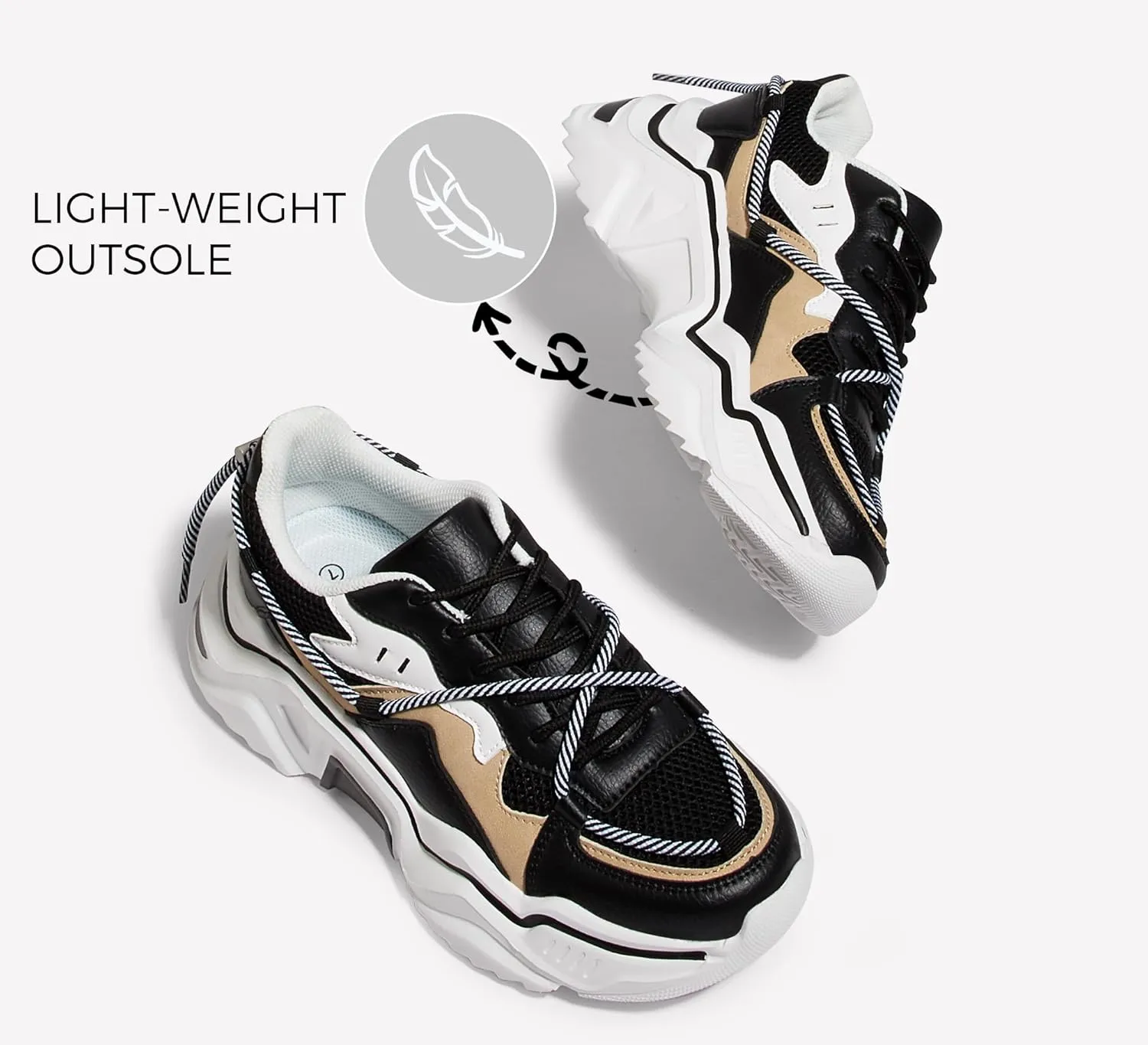 LUCKY STEP Women's Platform Colorful Fashion Sneakers Retro Colorblock Stylish Cute Chunky Dad Walking Shoes