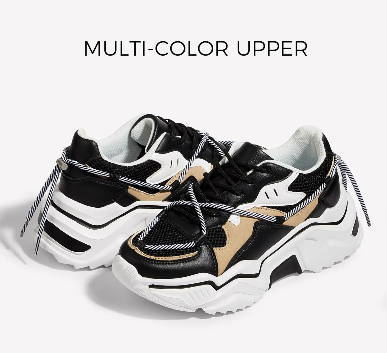 LUCKY STEP Women's Platform Colorful Fashion Sneakers Retro Colorblock Stylish Cute Chunky Dad Walking Shoes