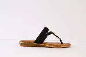 LUNAR - JLH396 EZRA FLAT TOE-POST MULE - BLACK