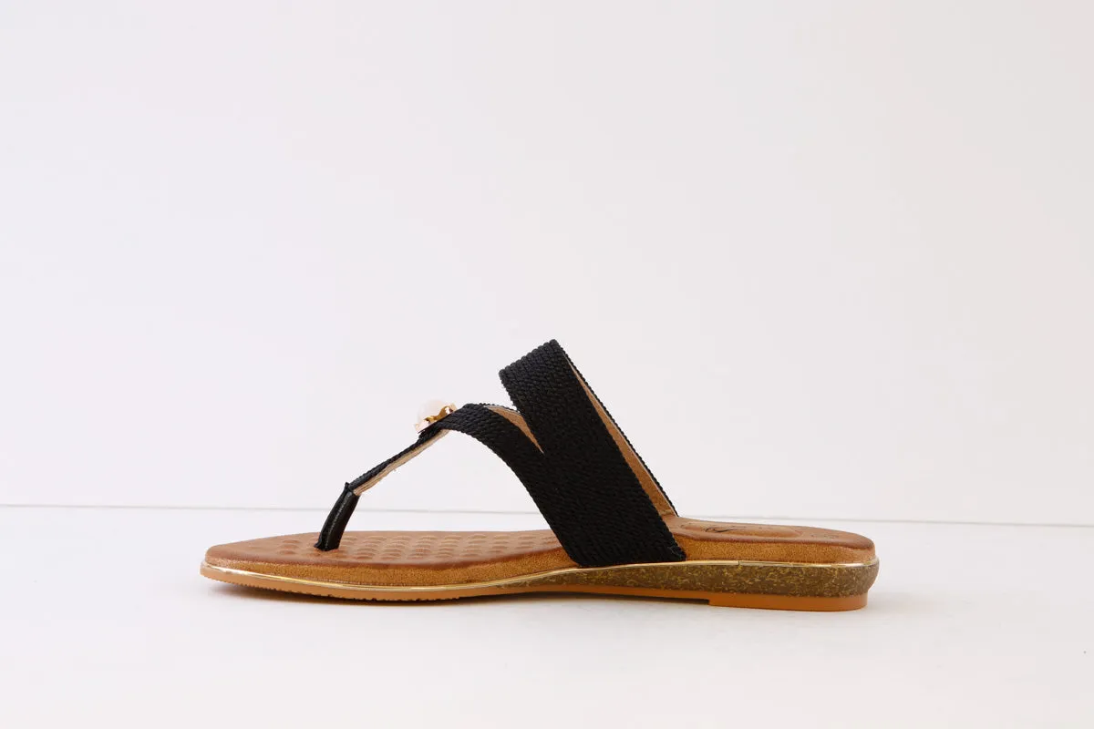 LUNAR - JLH396 EZRA FLAT TOE-POST MULE - BLACK