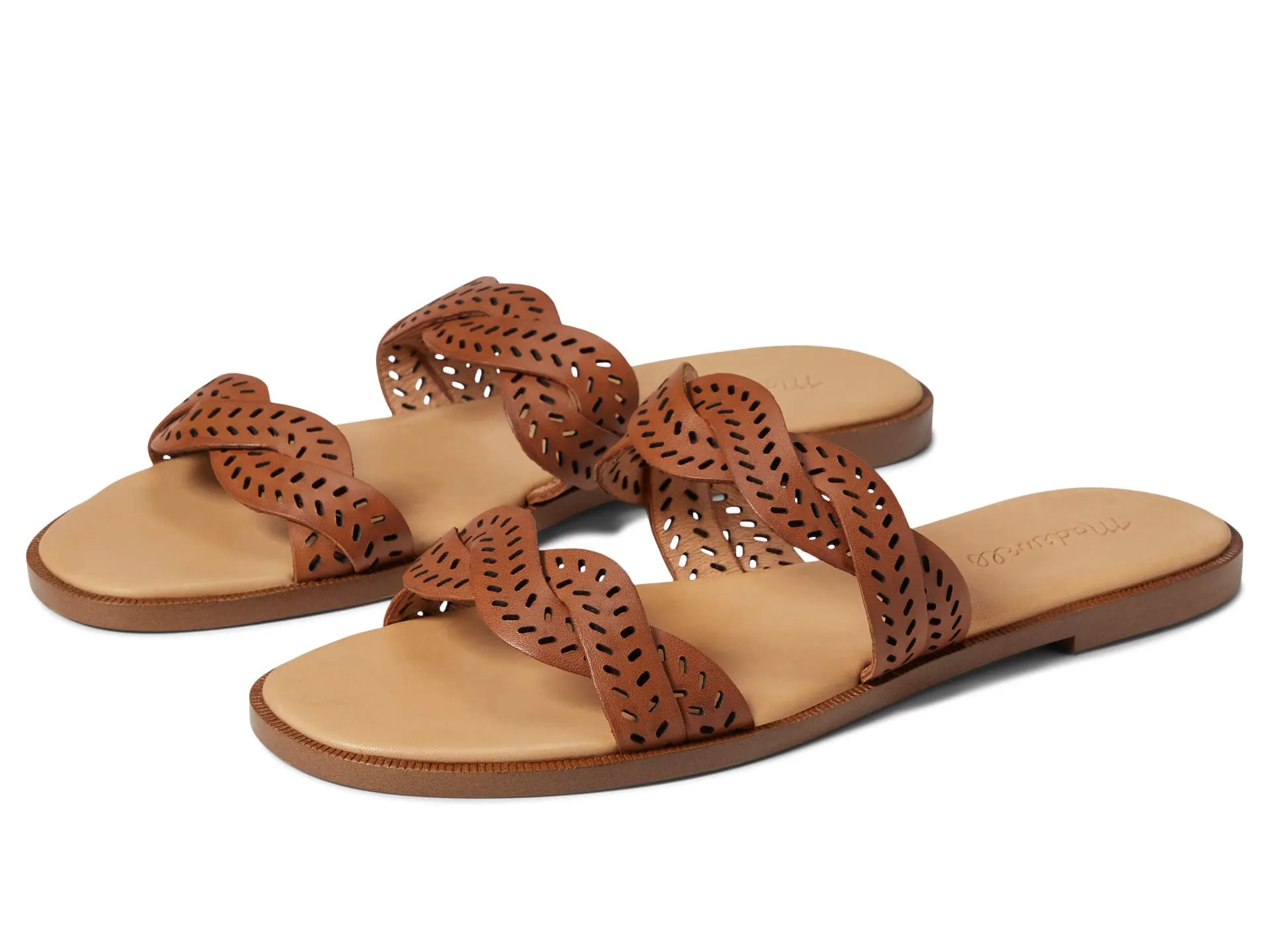 Madewell The Cora Slide Sandal in Perforated Leather English Saddle 7 M