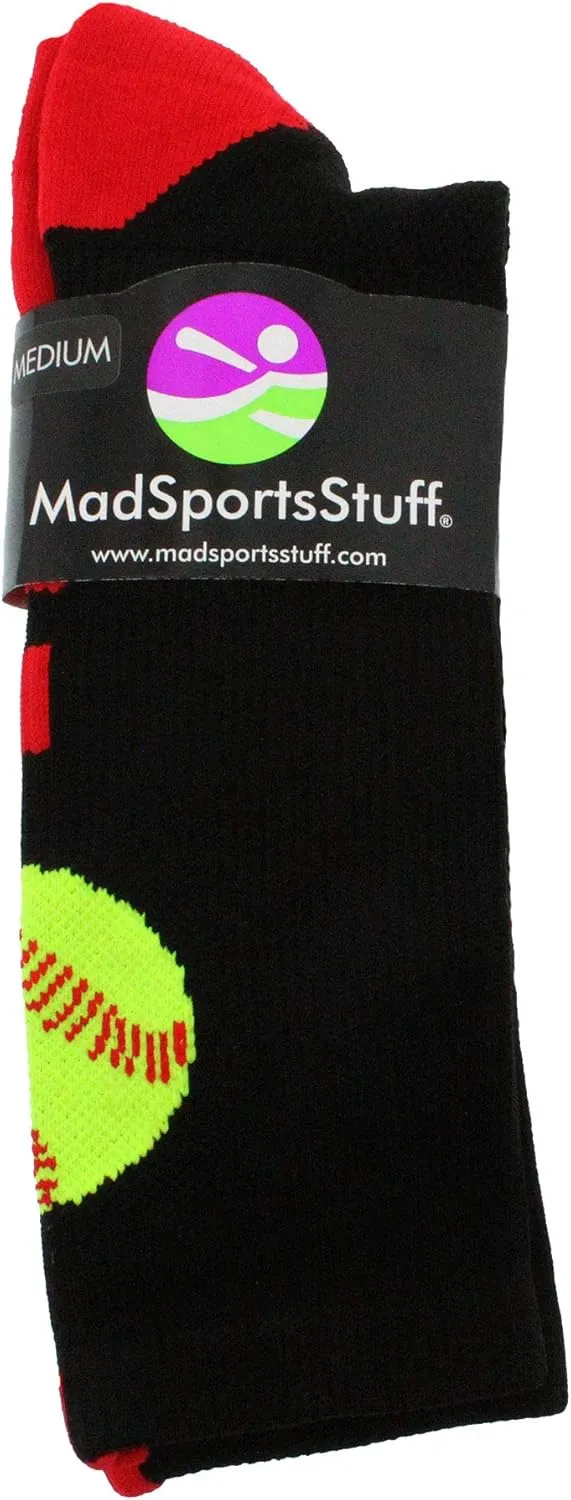 MadSportsStuff Softball Logo Athletic Crew Socks (multiple colors)