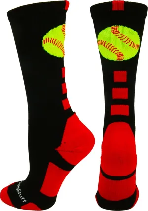 MadSportsStuff Softball Logo Athletic Crew Socks (multiple colors)