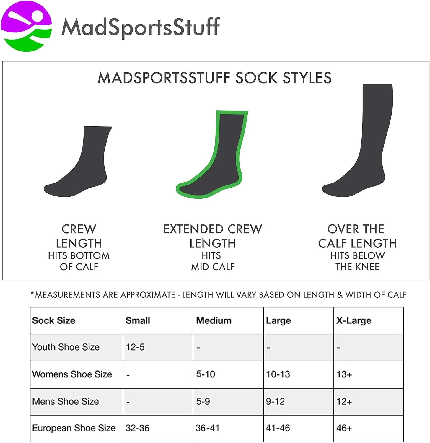 MadSportsStuff Softball Logo Athletic Crew Socks (multiple colors)
