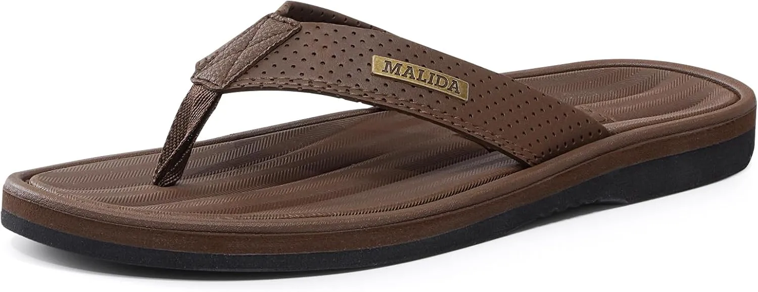MALIDA Mens Flip Flops Non-Slip Bathroom Shower Shoes Waterproof Cushion foam Indoor and Outdoor Thong Sandals