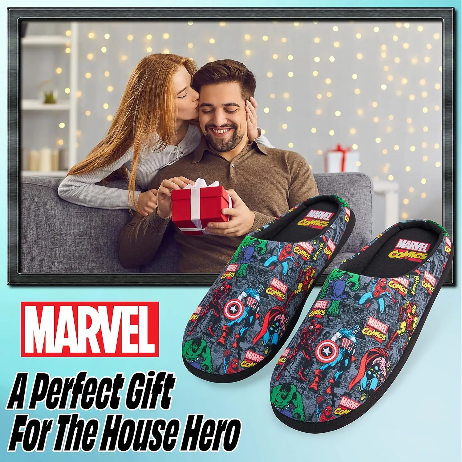 Marvel Mens Slippers Avengers Captain America Spiderman Iron Man Comic Novelty Slippers