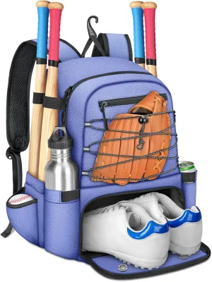 MATEIN Baseball Bat Bag for 4 Bats with Ball Pocket, Lightweight Youth Baseball Backpack with Shoe Compartment, Large Capacity Softball Equipment Bag with Fence Hook for TBall Gear, Helmet, Glove