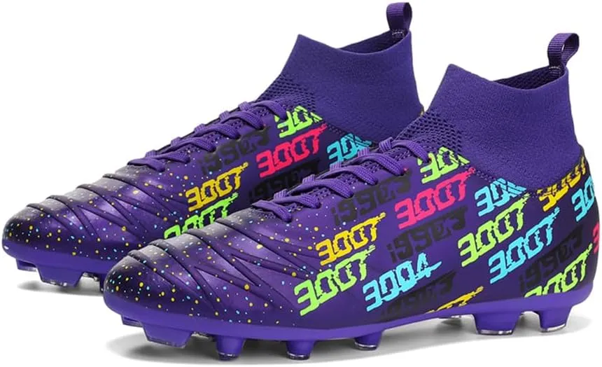 MAUGELY Men's Cleats Firm Ground Soccer Shoes Athletic Lightweight Running Outdoor Turf Comfortable Training Football Shoes