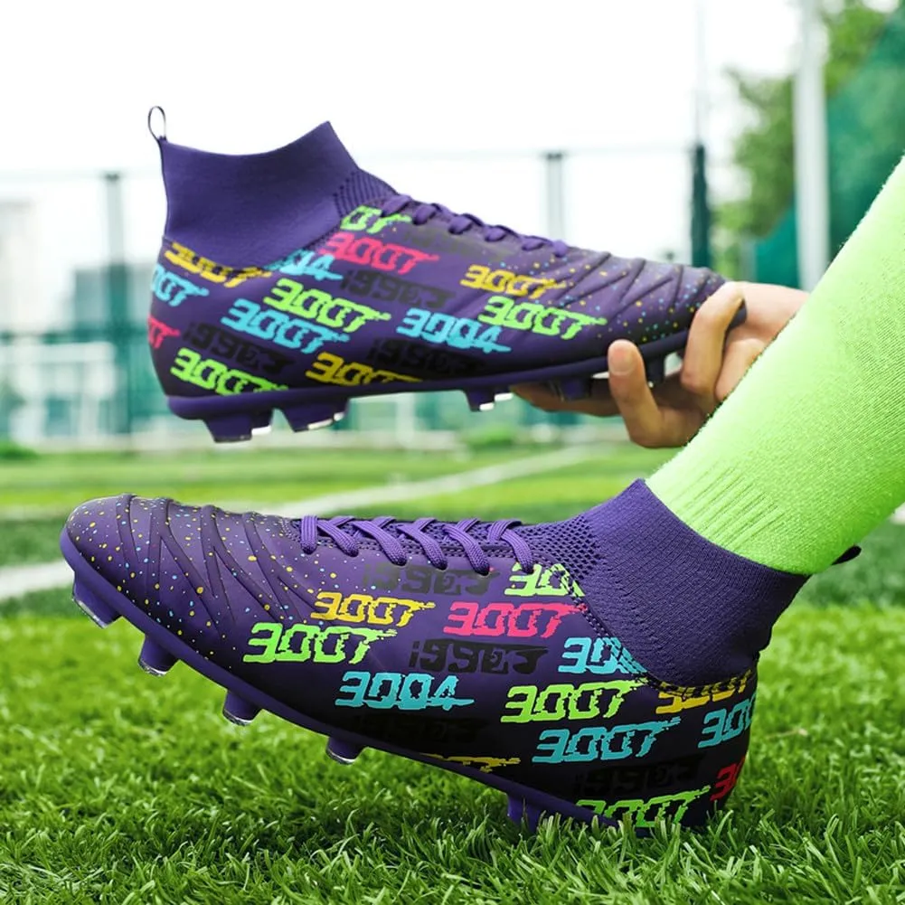 MAUGELY Men's Cleats Firm Ground Soccer Shoes Athletic Lightweight Running Outdoor Turf Comfortable Training Football Shoes
