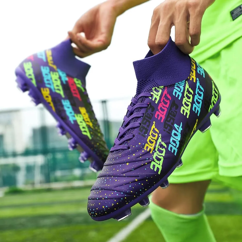 MAUGELY Men's Cleats Firm Ground Soccer Shoes Athletic Lightweight Running Outdoor Turf Comfortable Training Football Shoes