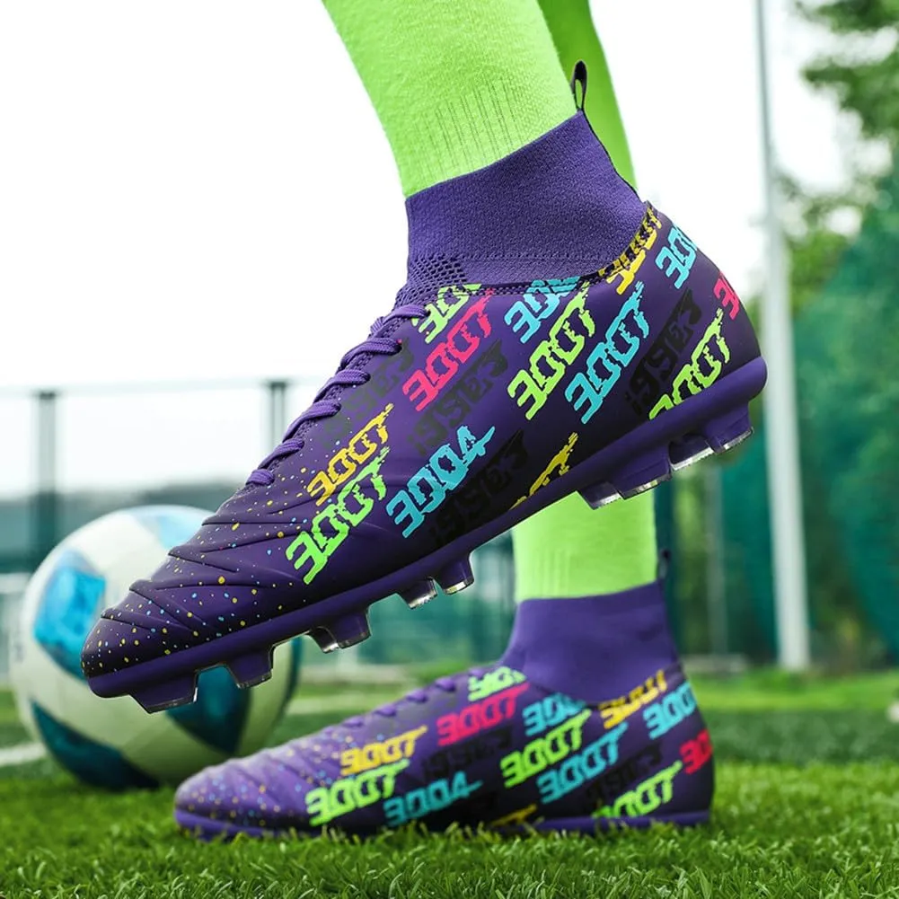 MAUGELY Men's Cleats Firm Ground Soccer Shoes Athletic Lightweight Running Outdoor Turf Comfortable Training Football Shoes