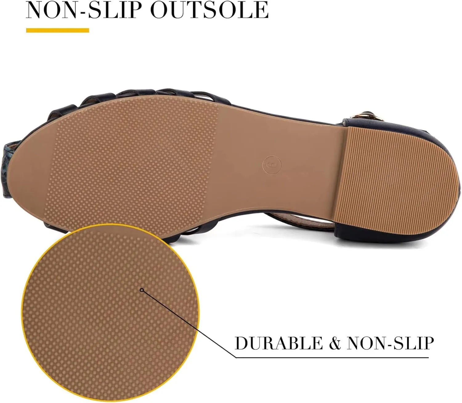 MaxMuxun Women's Closed Toe Flat Sandals Comfortable Ankle Strap Cut Out Cage Summer Roman Shoes