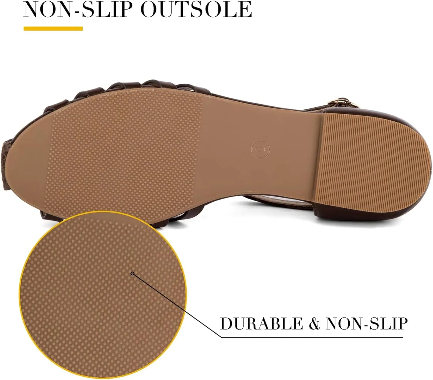 MaxMuxun Women's Closed Toe Flat Sandals Comfortable Ankle Strap Cut Out Cage Summer Roman Shoes