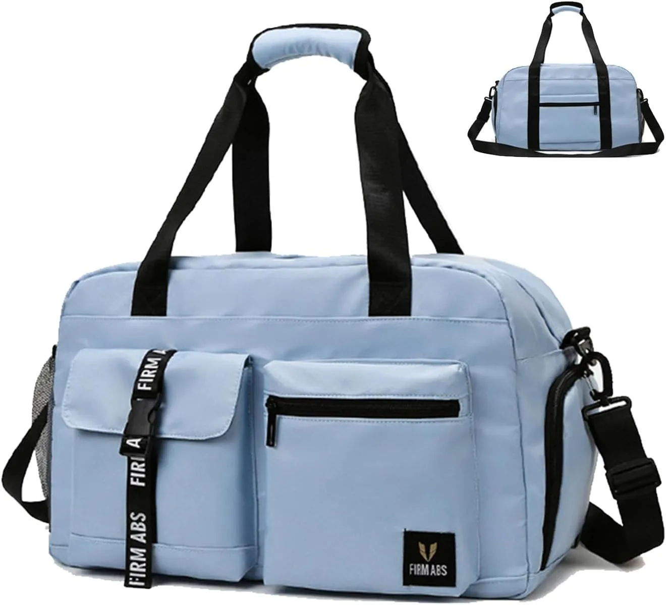 Maytopia Small Travel Duffle bag Women men,Sports gym bags with Wet Pocket & Shoe Compartment, Weekender overnight Shopping Hospital Handbag,Lightweight Gymbag (B-LIGHT BLUE)