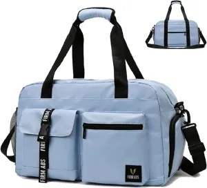 Maytopia Small Travel Duffle bag Women men,Sports gym bags with Wet Pocket & Shoe Compartment, Weekender overnight Shopping Hospital Handbag,Lightweight Gymbag (B-LIGHT BLUE)