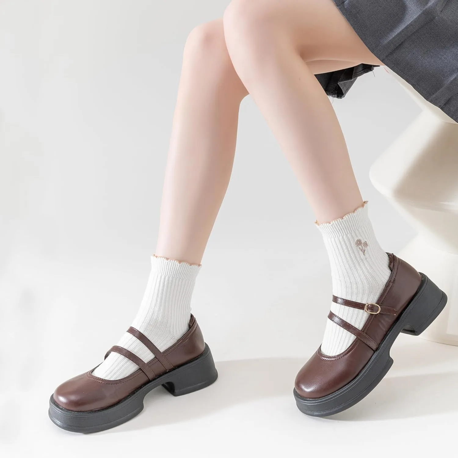 Mcool Mary Womens Socks, Ruffle Turn-Cuff Casual Ankle Breathable Cool Knit Cotton Lettuce Crew Frilly Sock 6 Pack