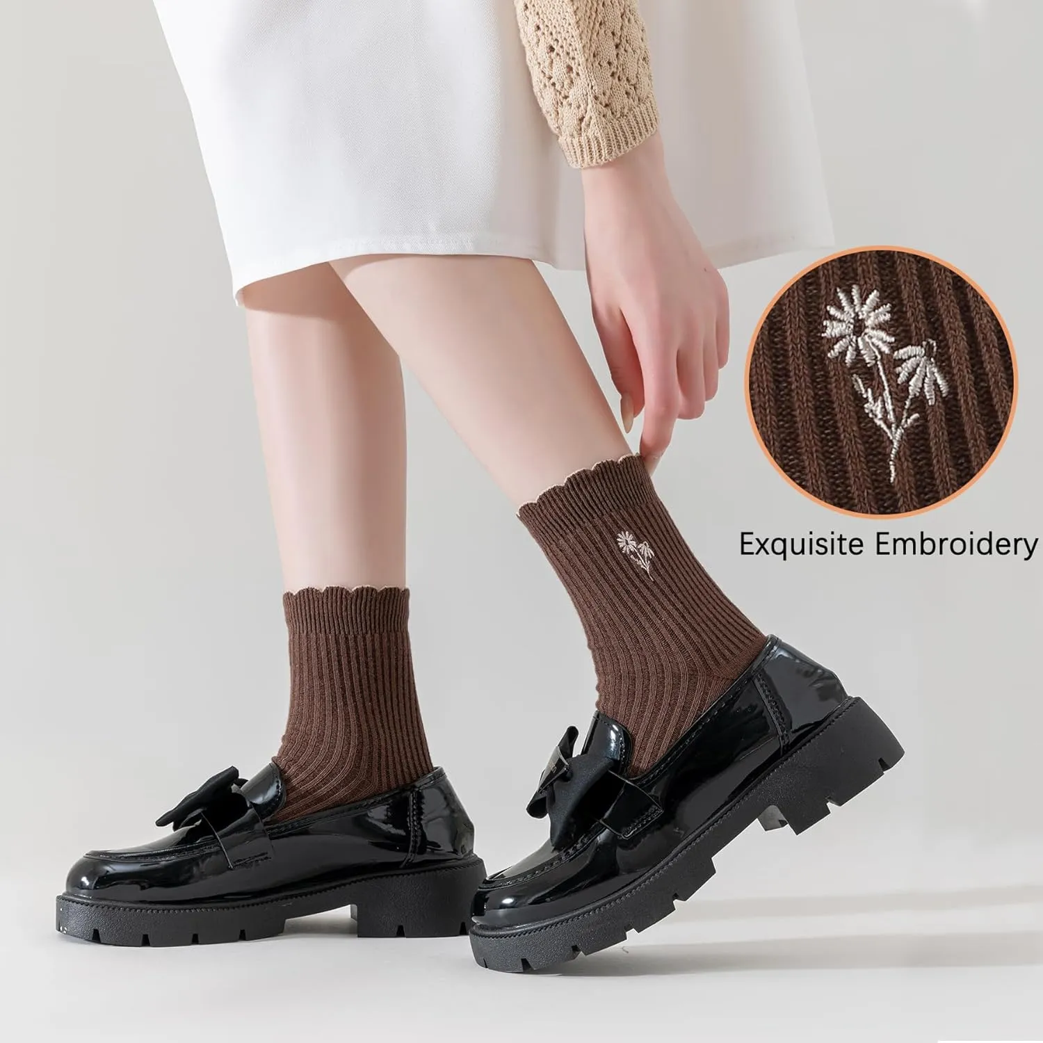 Mcool Mary Womens Socks, Ruffle Turn-Cuff Casual Ankle Breathable Cool Knit Cotton Lettuce Crew Frilly Sock 6 Pack