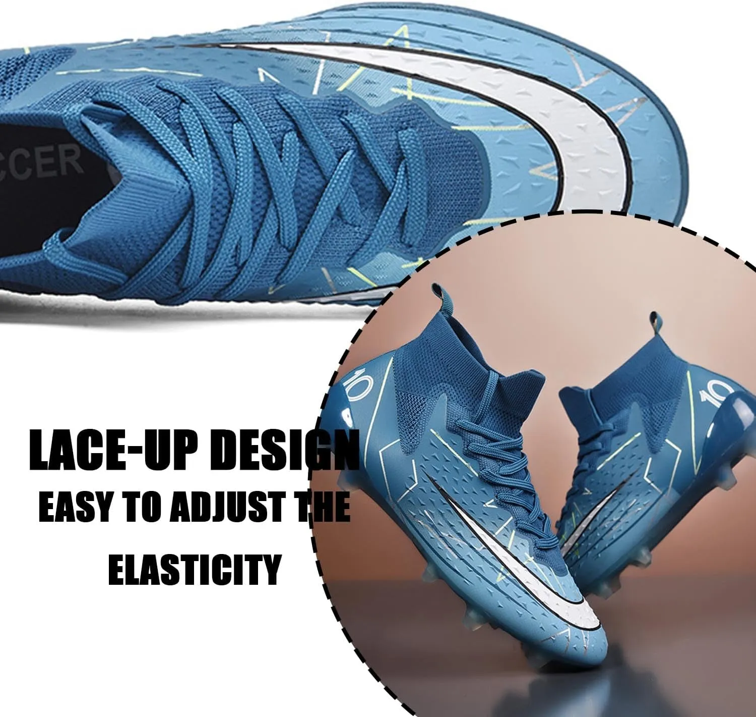 MEBAMY Men's Soccer Cleats Indoor Turf Lightweight Performance Training Soccer Shoes Soft Ground Athletic Football Boots Outdoor