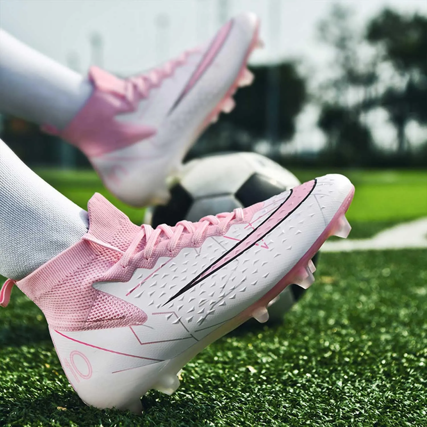 MEBAMY Men's Soccer Cleats Indoor Turf Lightweight Performance Training Soccer Shoes Soft Ground Athletic Football Boots Outdoor