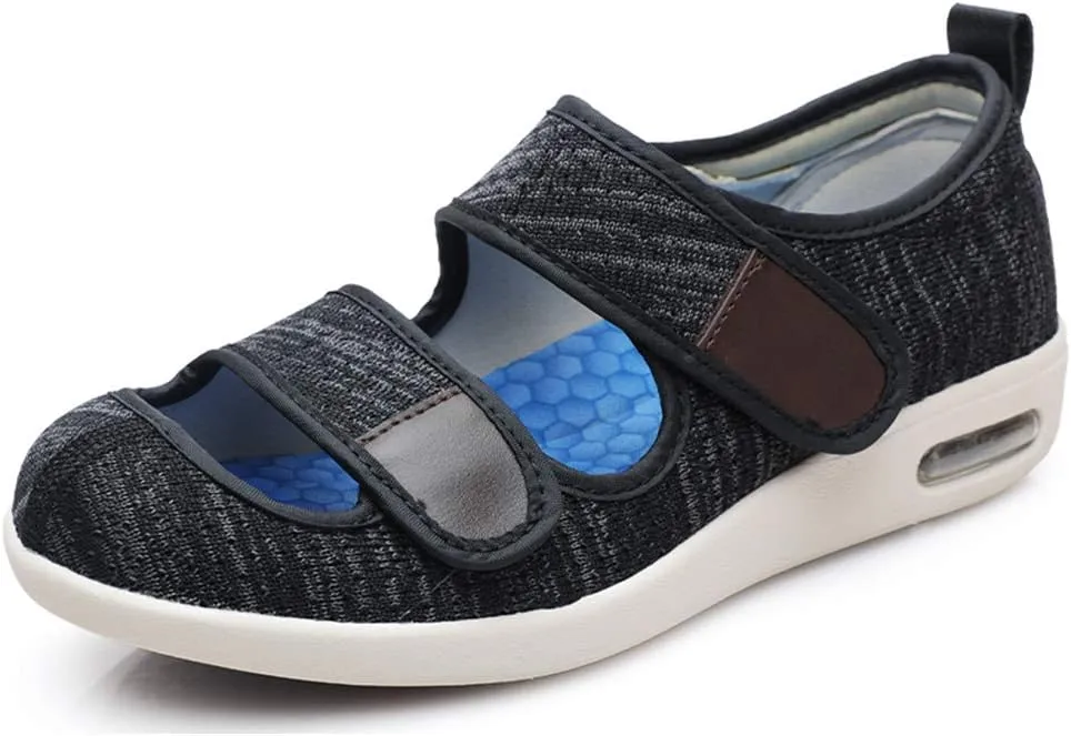 Mei MACLEOD Wide House Slipper Adjustable Strap Edema Shoes for Swollon Feet Diabetic Indoor Outdoor