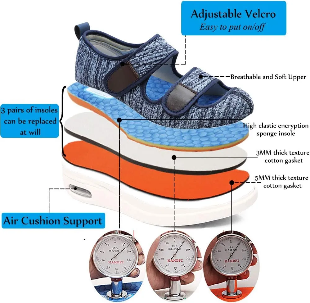 Mei MACLEOD Wide House Slipper Adjustable Strap Edema Shoes for Swollon Feet Diabetic Indoor Outdoor