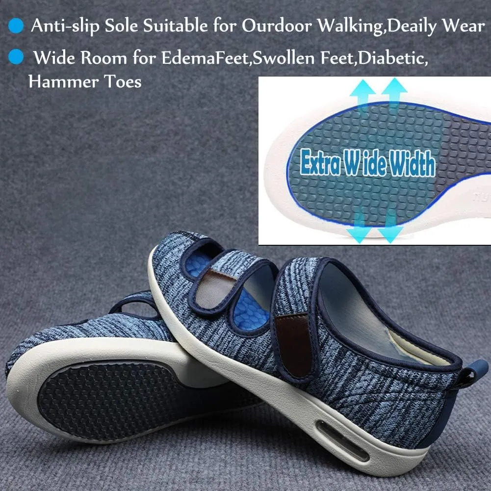 Mei MACLEOD Wide House Slipper Adjustable Strap Edema Shoes for Swollon Feet Diabetic Indoor Outdoor