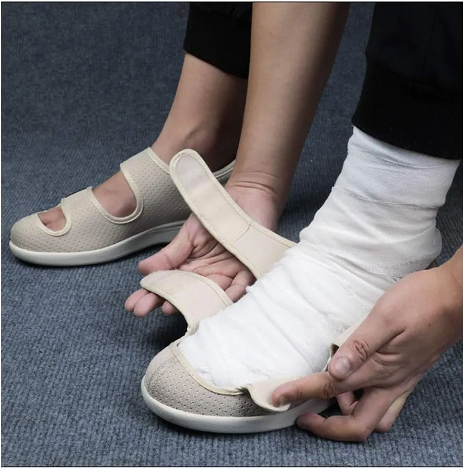 Mei MACLEOD Wide House Slipper Adjustable Strap Edema Shoes for Swollon Feet Diabetic Indoor Outdoor