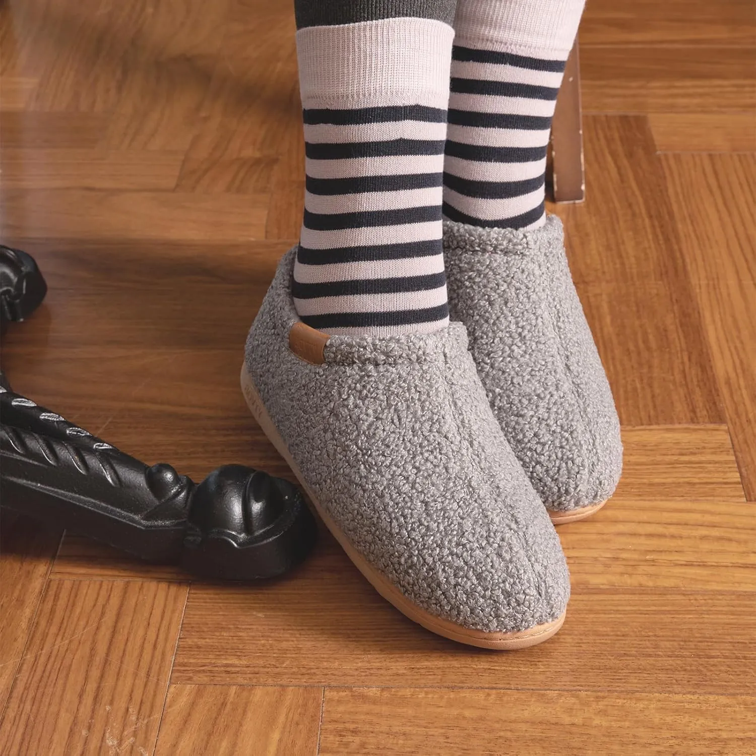 Memory Foam Slippers for Women - Indoor Cozy House Slip-on with Warm Curly Full