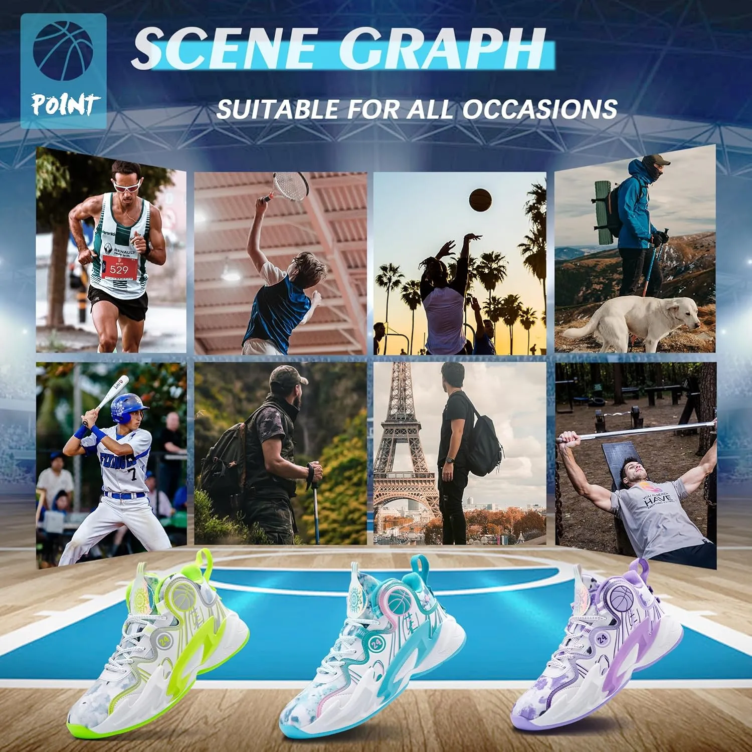 Men Basketball Shose Breathable Fashion Sneakers Non Slip Sport Shoes