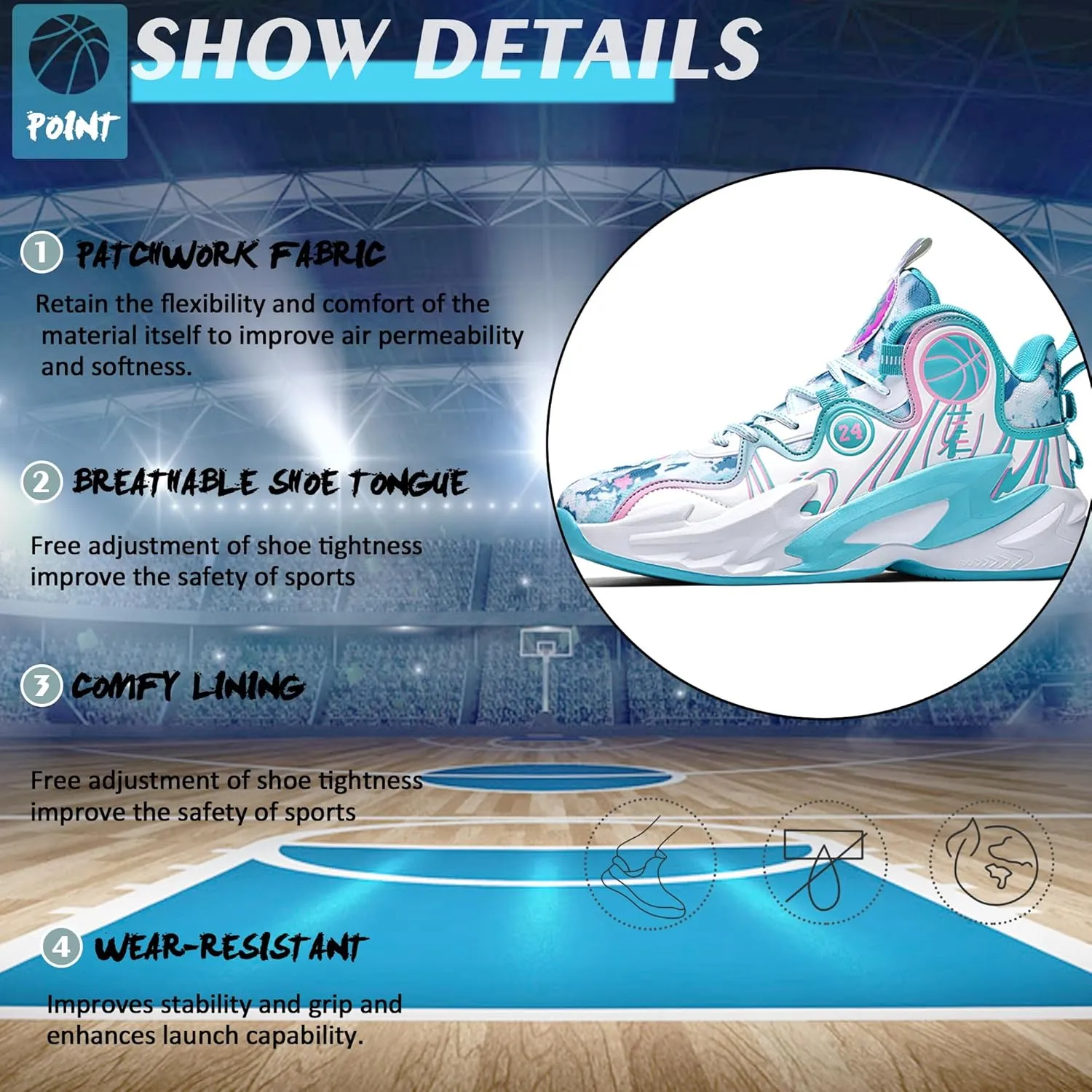 Men Basketball Shose Breathable Fashion Sneakers Non Slip Sport Shoes
