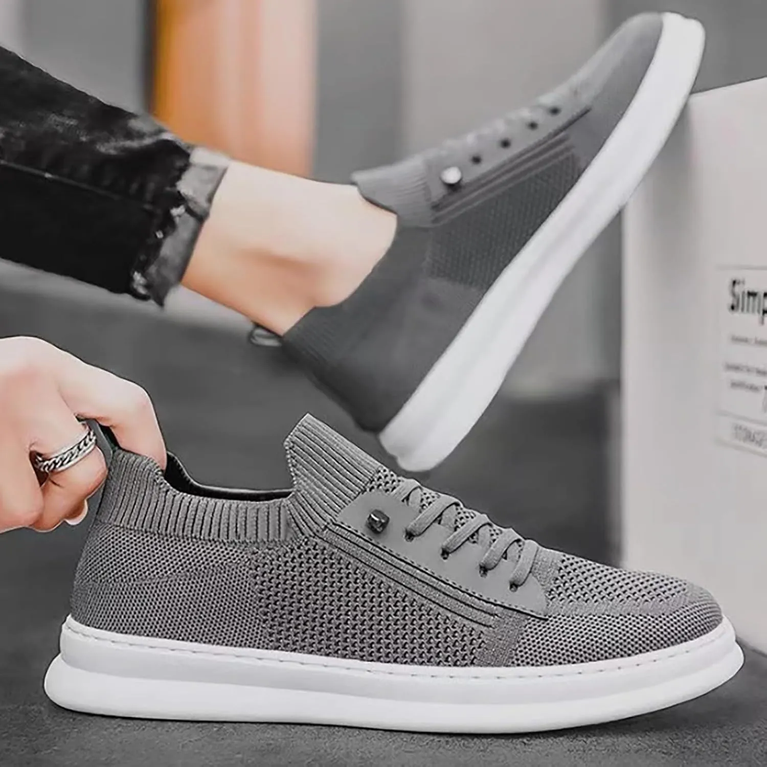 Men Casual Sneakers Casual Slip On Tennis Skateboard Basketball Walking Shoes Mesh Breathable Lightweight Lac𝐞 Up Running Shoes